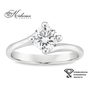 Годежен пръстен с лабораторен диамант 1.05 ct D VVS1 IGI сертификат – бяло злато 14К