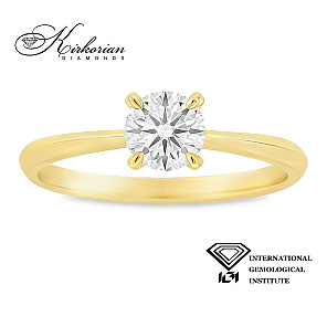 Годежен пръстен с лабораторен диамант 0.51 ct D VVS1 IGI сертификат – жълто злато 14К