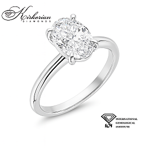 Годежен пръстен от бяло злато 14К с лабораторно диамант 1.50 ct, овал D/VVS1 – IGI сертификат, цени от производител