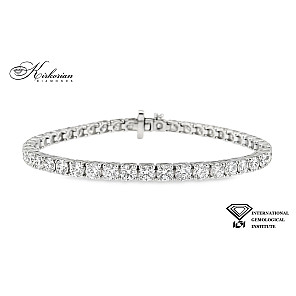 Луксозна тенис гривна от бяло злато 18k с лабораторни диаманти 7.96ct, дължина 17.5 см – LGSJBR20227E