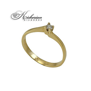 Годежен пръстен жълто злато 14к. с диамант 0.08 карата кодG365G