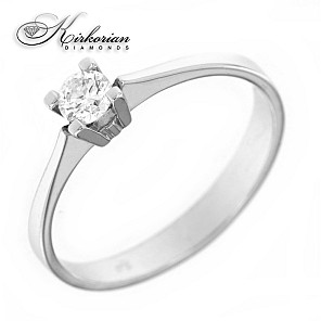 Класически годежен пръстен бяло или жълто злато 14к. с диамант 0.235 карата код:K491