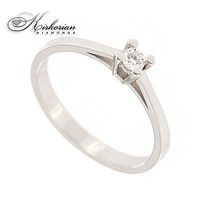 Класически годежен пръстен бяло или жълто злато 14к. с диамант 0.10 карата код:K559