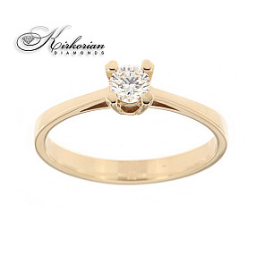 Класически годежен пръстен бяло или жълто злато 14к с диамант 0.25 карата код:K566