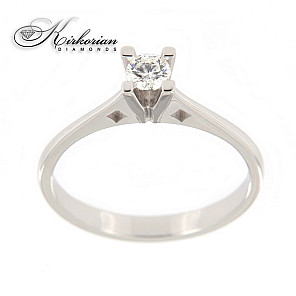 Класически годежен пръстен бяло злато 14к. с диамант 0.25 карата