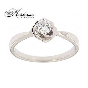 Годежен пръстен бяло или жълто злато 14к. с диамант 0.22 карата код:K581