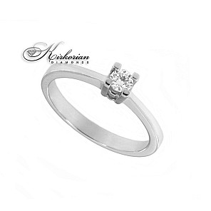 Годежен пръстен бяло или жълто злато 14к. с диамант 0.14 карата код:G360