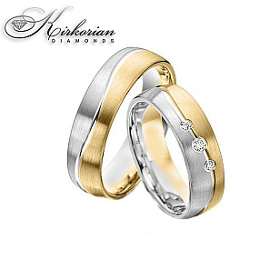 венчални халки от бяло жълто злато с диаманти код:WRD105