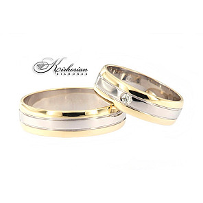 брачни халки от бяло жълто или розово злато в комбинация с диамант код:WRD132
