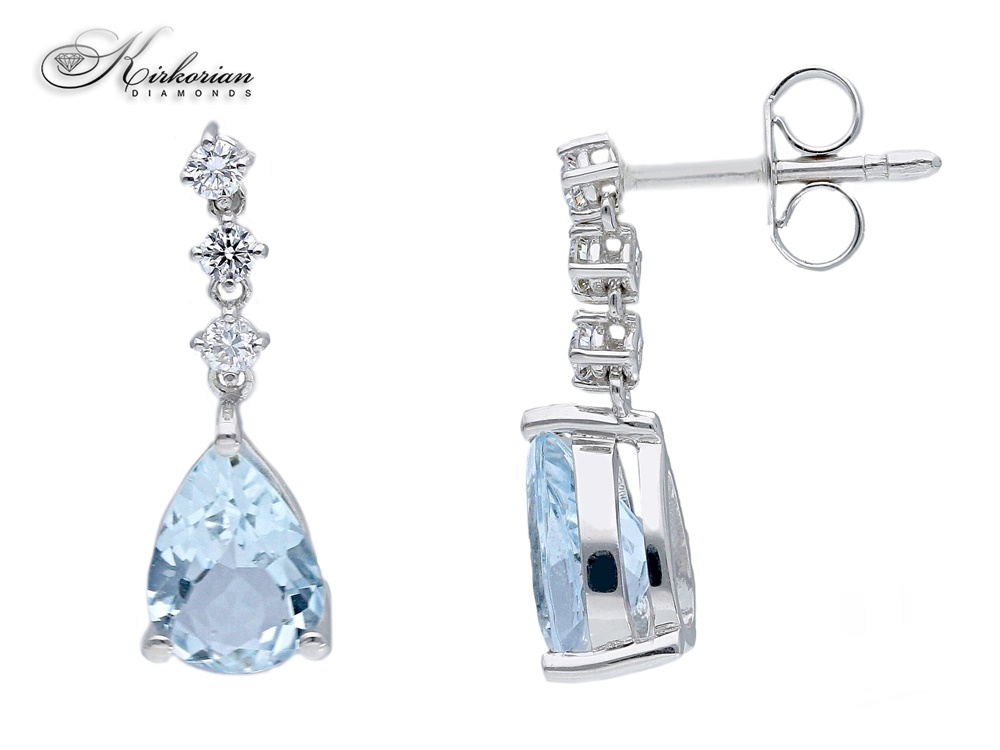 Обеци бяло злато 18к Аквамарин  1.74 ct  диаманти 0.15ct код:S208179  