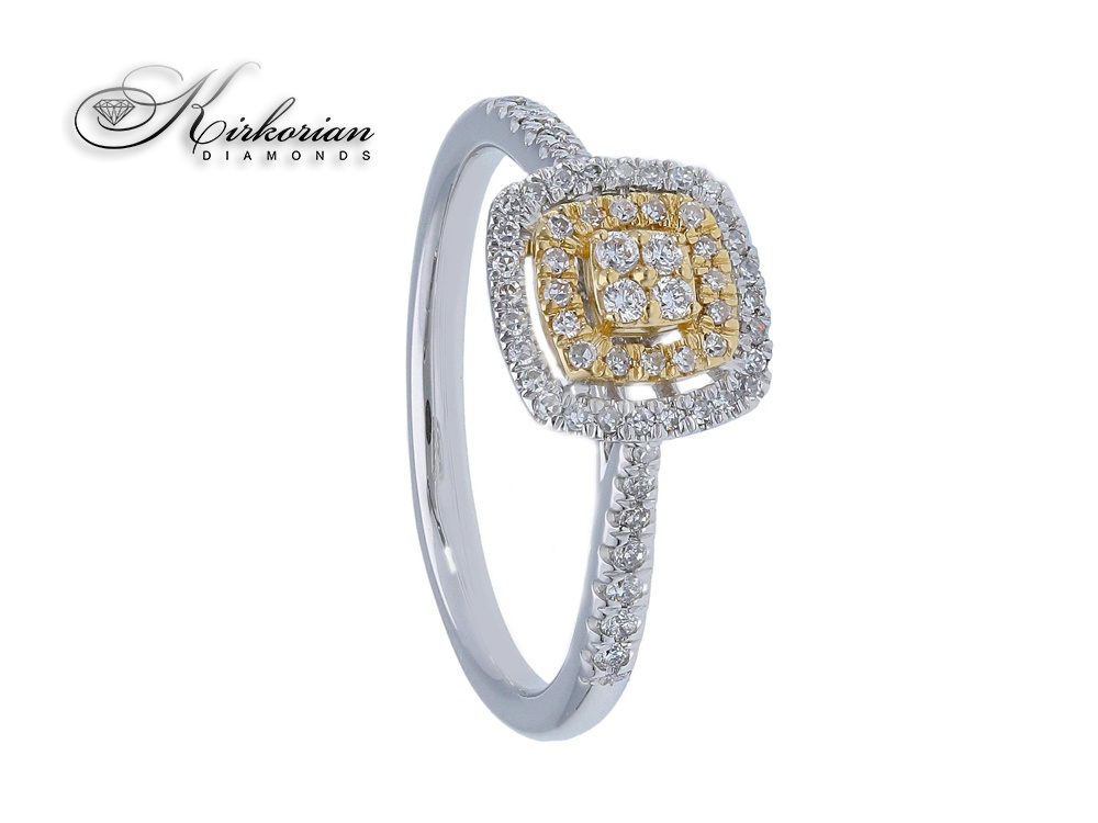 Пръстен бяло и жълто злато 18k диаманти 0.25 карата код:S261750     
