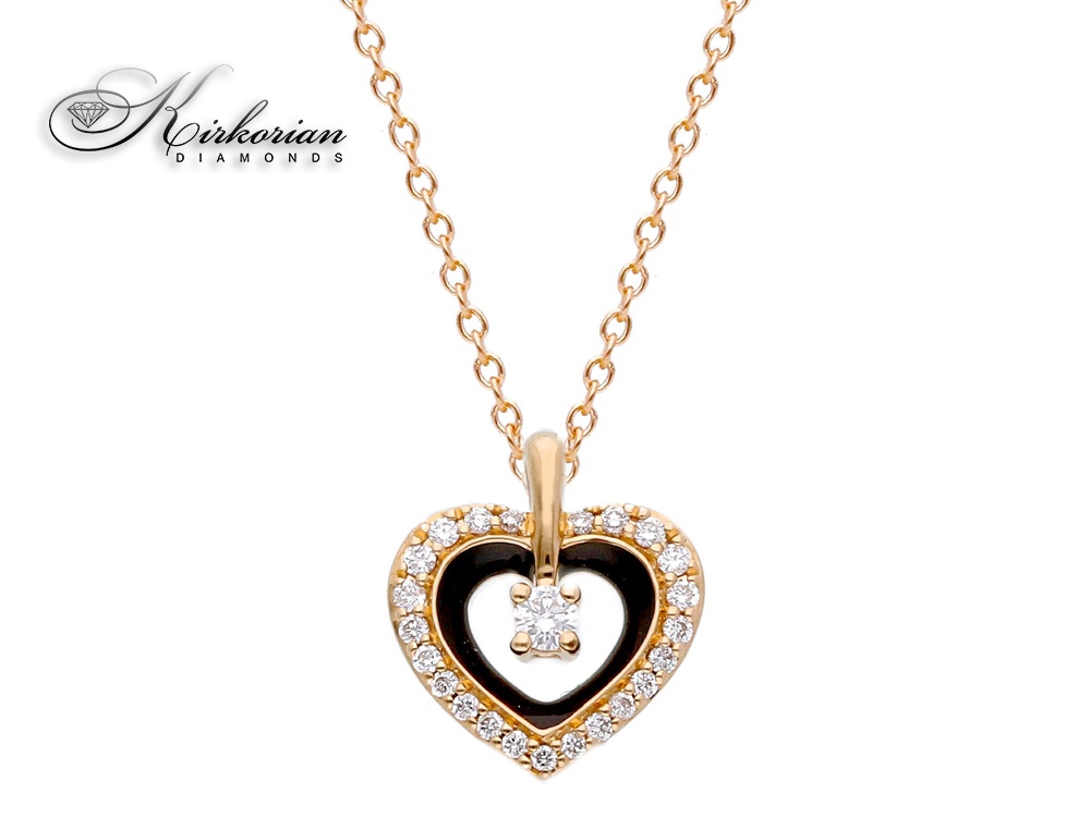 Колие сърце розово злато 18к с диаманти 0.13 карата код:S265974  