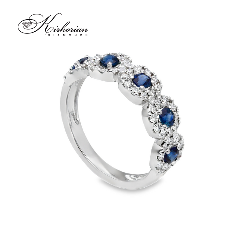 Пръстен халка бяло злато 18k сапфир 0.56ct диаманти 0.55ct код:S267419ZB Пръстен халка бяло злато 18k сапфир 0.56ct диаманти 0.55ct код:S267419ZB