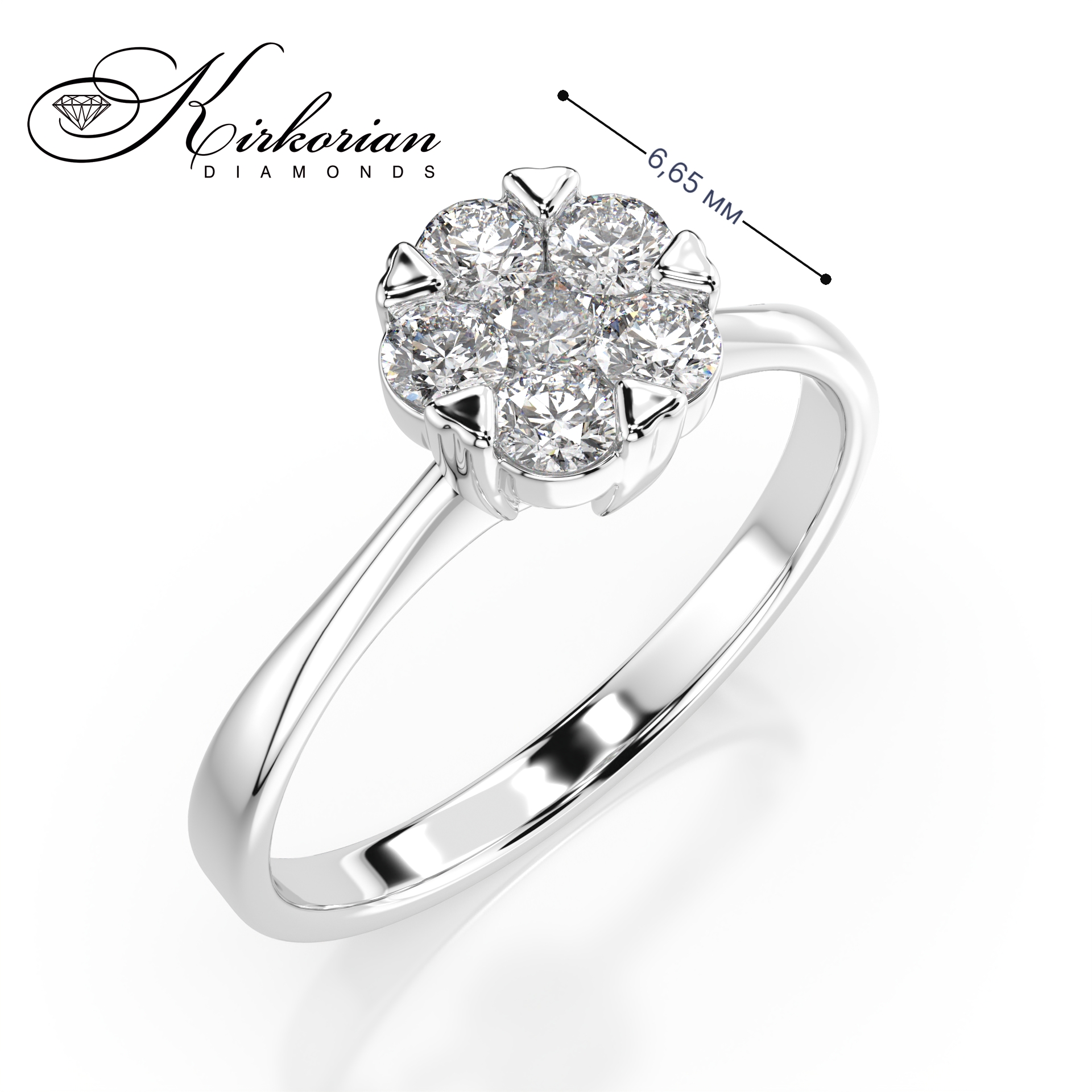Годежен пръстен от бяло злато 18К с диаманти 0.37 ct – Код 10110015B2