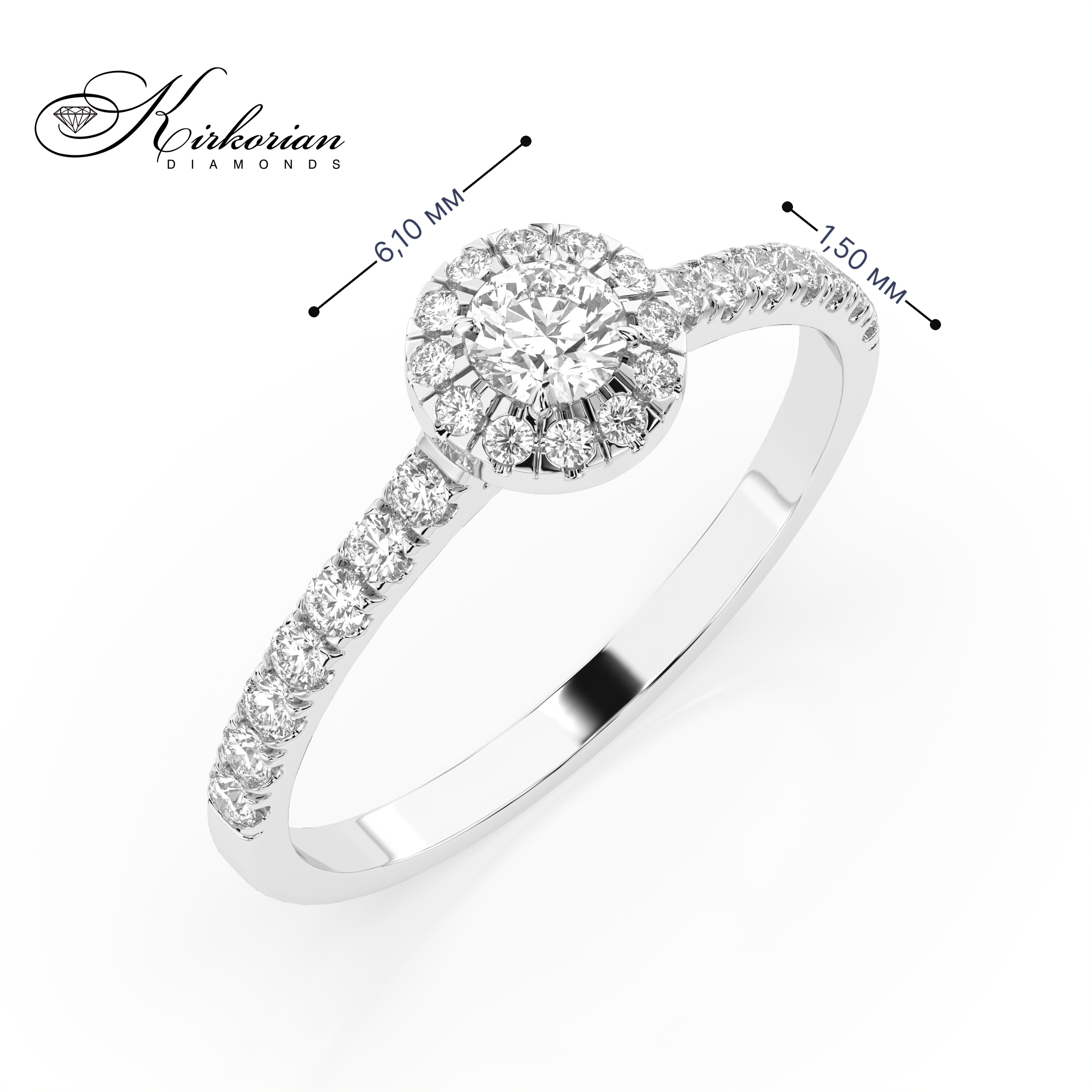 Годежен пръстен от бяло злато 18К с диамант 0.48 ct KD, код 101-1009537