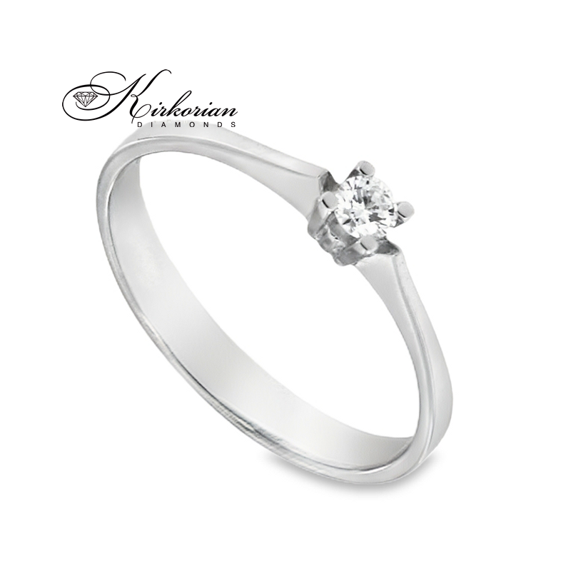 Годежен пръстен от бяло злато 14К с диамант 0.10 ct – код K117