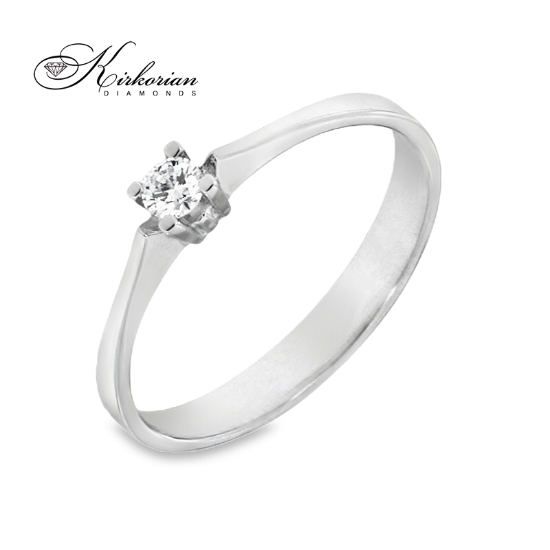 Годежен пръстен от бяло злато 14К с диамант 0.10 ct – код K117