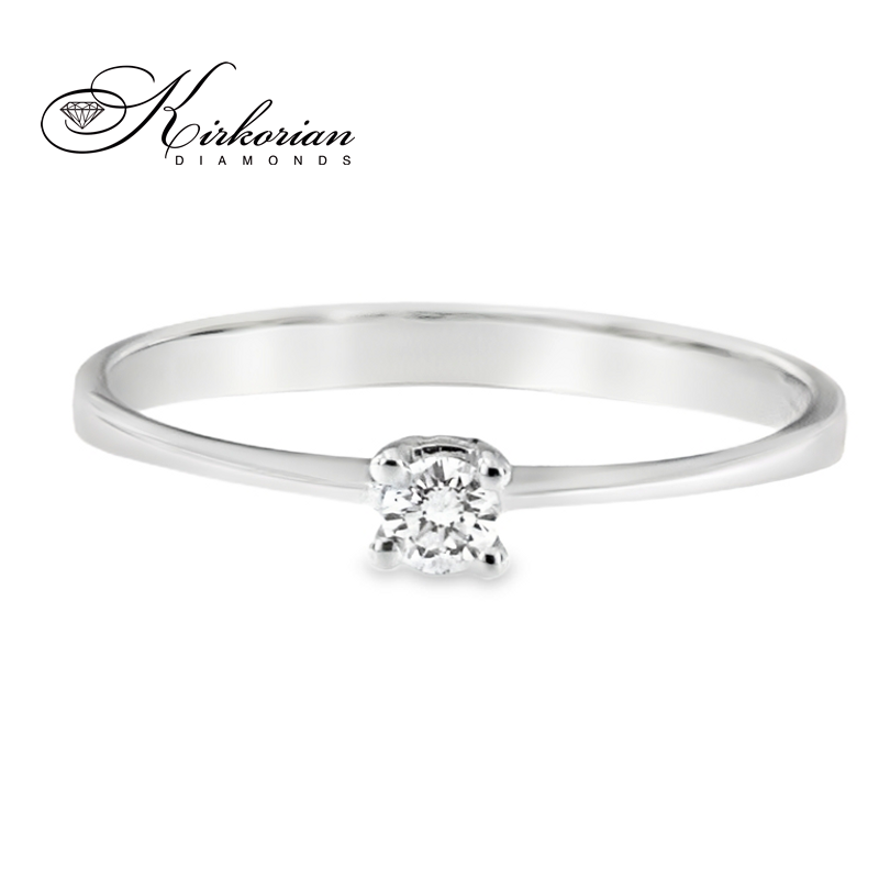 Годежен пръстен от бяло злато 14К с диамант 0.10 ct – код K121