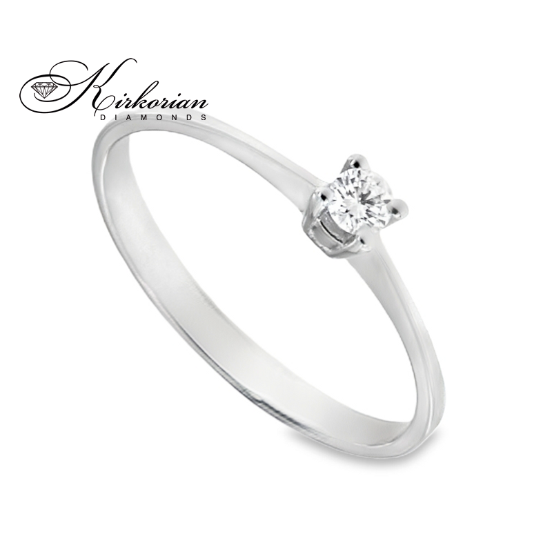 Годежен пръстен от бяло злато 14К с диамант 0.10 ct – код K121