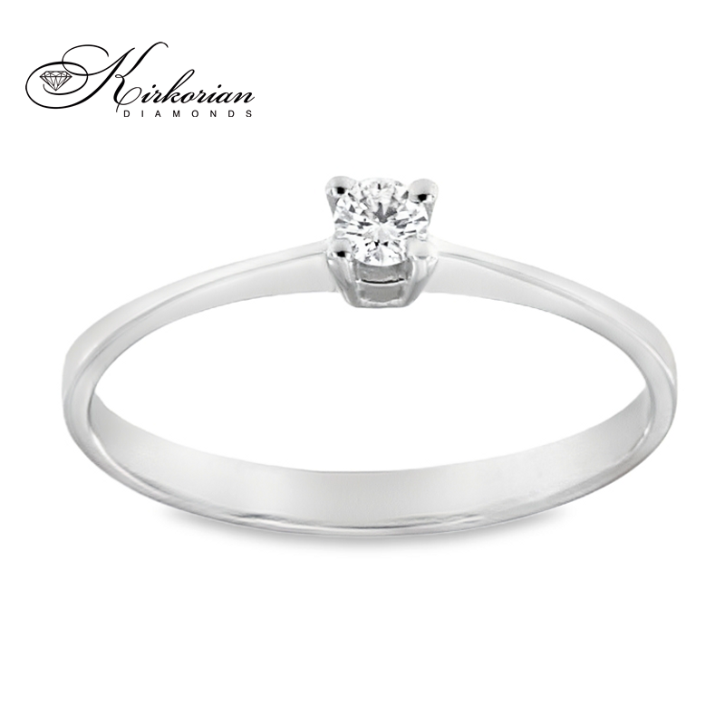 Годежен пръстен от бяло злато 14К с диамант 0.10 ct – код K121