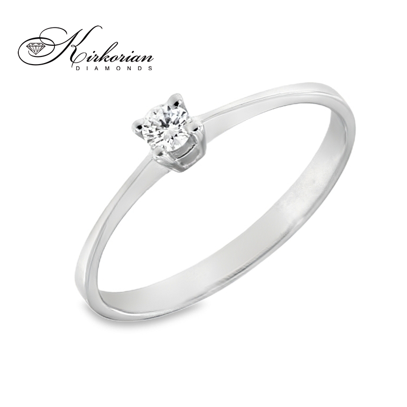 Годежен пръстен от бяло злато 14К с диамант 0.10 ct – код K121