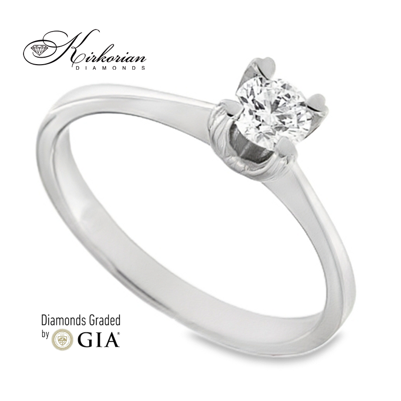 Годежен пръстен с диамант 0.30 ct GIA сертификат от бяло злато 14К – модел K155