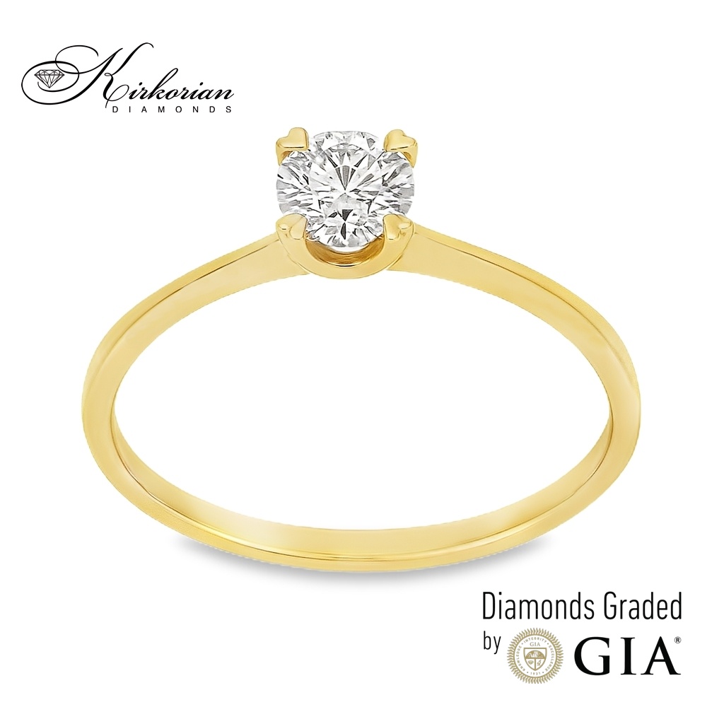 Годежен пръстен от жълто злато 14k с диамант 0.40ct GIA F/VS2 K334B Годежен пръстен от жълто злато 14k с диамант 0.40ct GIA F/VS2 K334B