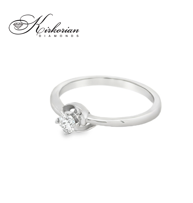 Годежен пръстен от бяло злато 14К с диамант 0.12 ct – код K361