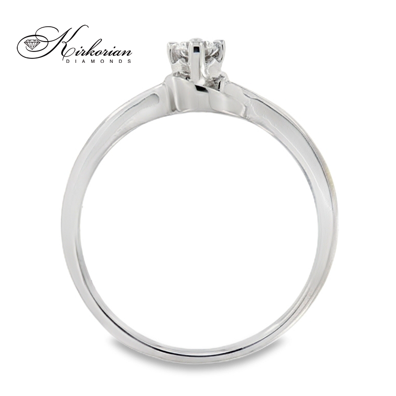Годежен пръстен от бяло злато 14К с диамант 0.12 ct – код K361