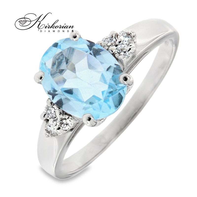 Годежен пръстен от бяло злато 14К с топаз 1.95 ct и диаманти 0.09 ct – модел K403