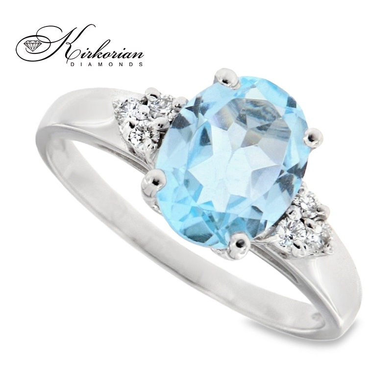 Годежен пръстен от бяло злато 14К с топаз 1.95 ct и диаманти 0.09 ct – модел K403