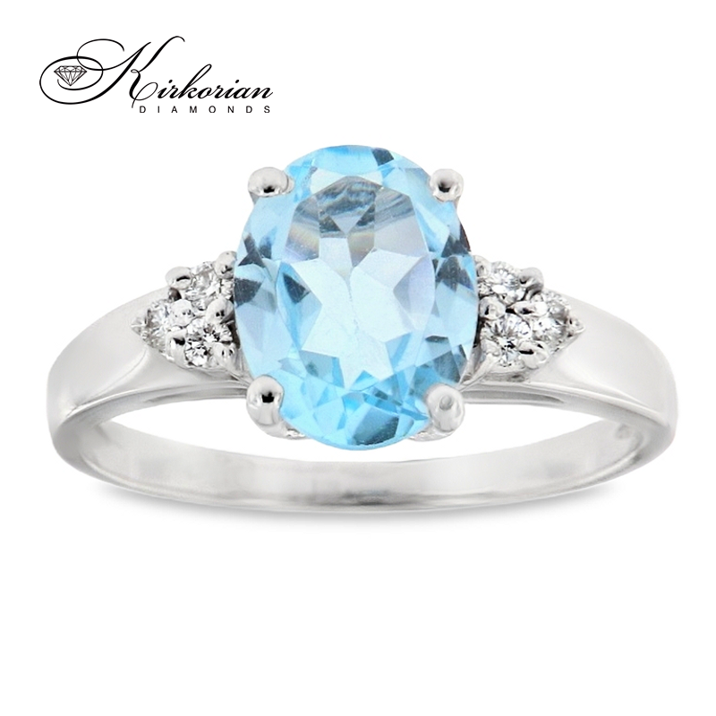 Годежен пръстен от бяло злато 14К с топаз 1.95 ct и диаманти 0.09 ct – модел K403