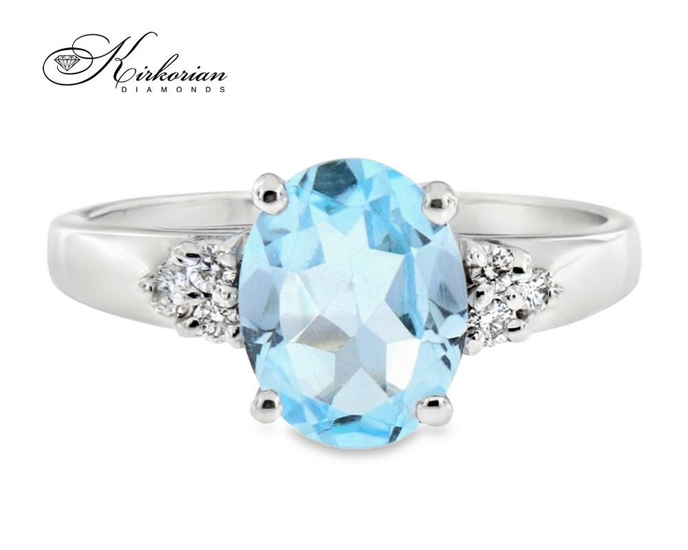 Годежен пръстен от бяло злато 14К с топаз 1.95 ct и диаманти 0.09 ct – модел K403