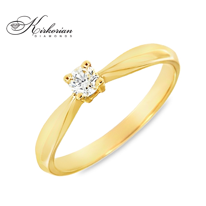 Годежен пръстен от жълто злато 14К с диамант 0.14 ct VS1 | Код: K451