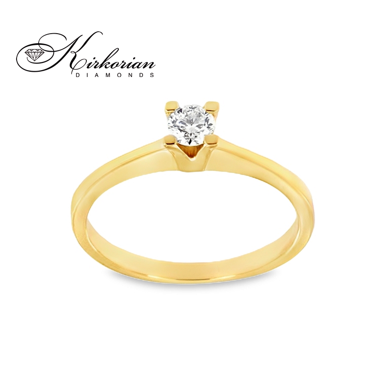 Годежен пръстен с диамант 0.16 ct от злато 14К – класически модел със стилно излъчване