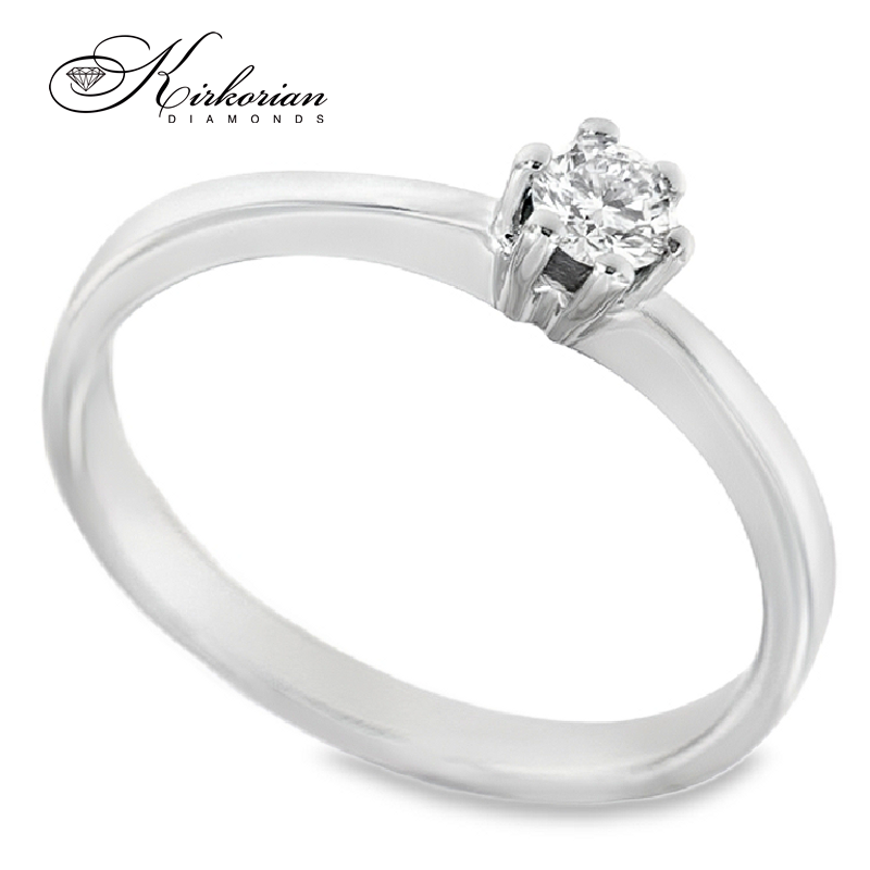 Годежен пръстен от бяло злато 14К с диамант 0.18 ct VS2 F – K475