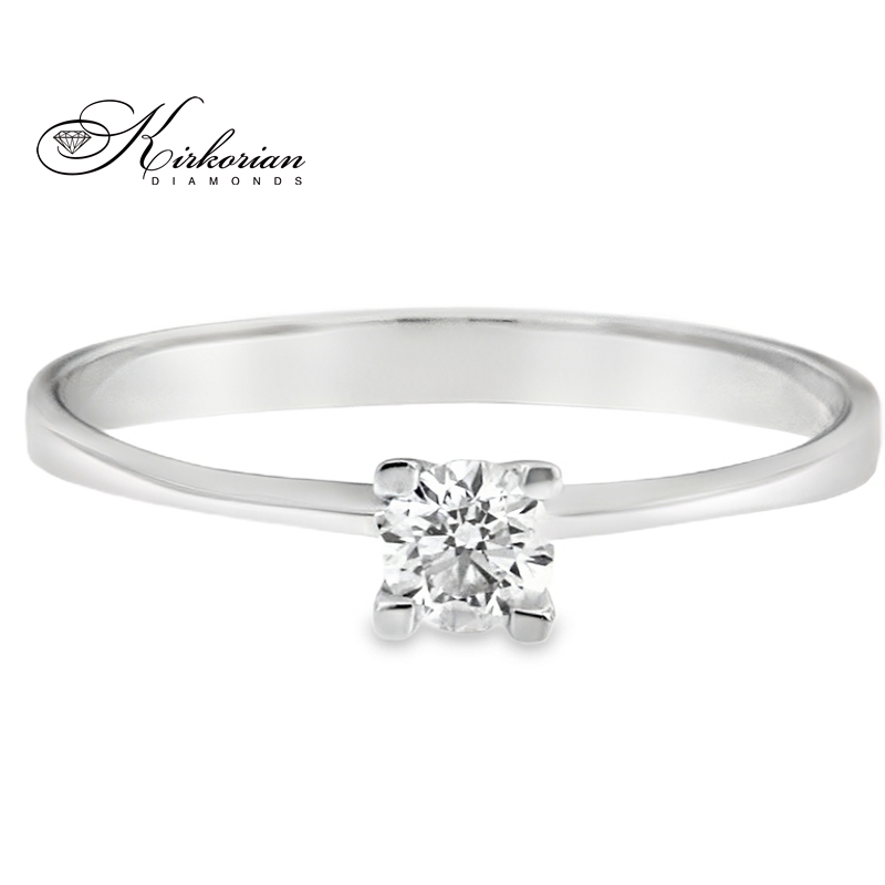 Класически годежен пръстен от бяло или жълто злато 14К с диамант 0.20 ct – код K485