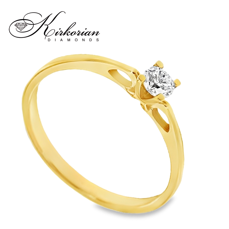 Годежен пръстен от бяло или жълто злато 14К с диамант 0.22 ct – изгодна цена от производител