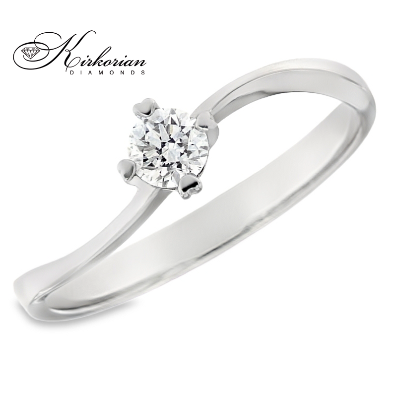 Годежен пръстен от бяло злато 14К с диамант 0.24 ct – класически модел с F цвят и VS2 чистота | ТОП ЦЕНА