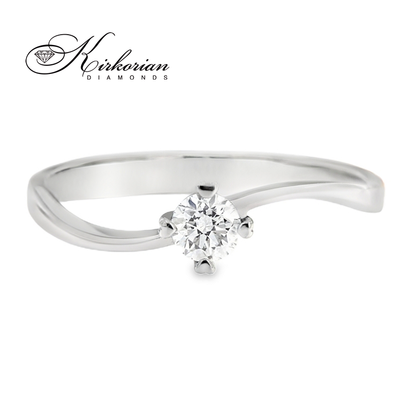 Годежен пръстен от бяло злато 14К с диамант 0.24 ct – класически модел с F цвят и VS2 чистота | ТОП ЦЕНА