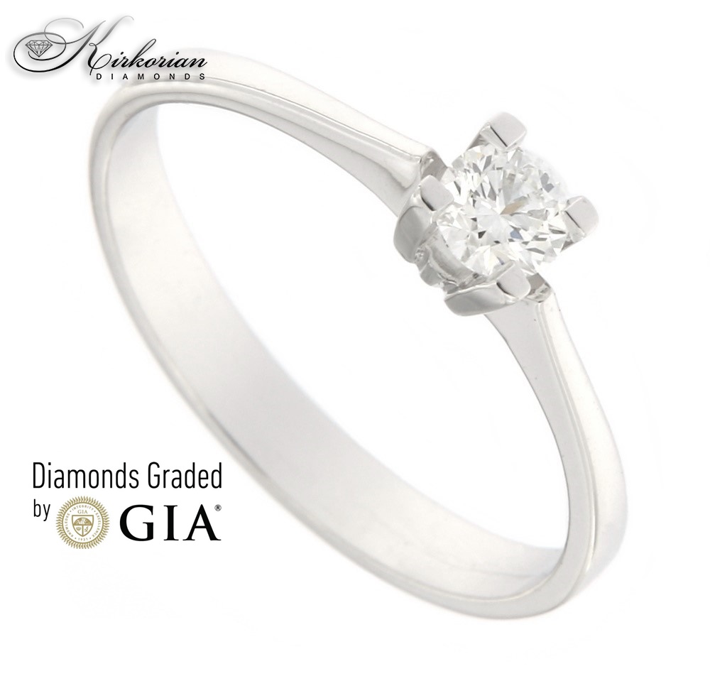 Класически годежен пръстен бяло злато 14к. диамант 0.25 карата с GIA сертификат код:K491A