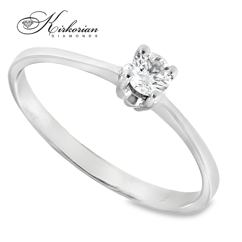 Годежен пръстен от бяло злато 14К с диамант 0.19 ct – код K492