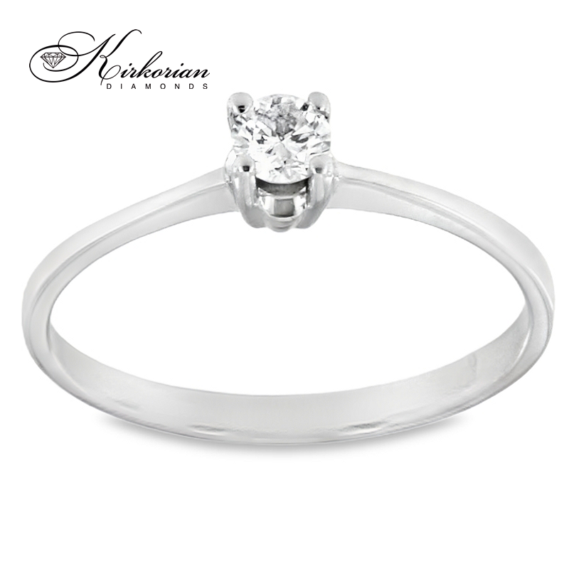 Годежен пръстен от бяло злато 14К с диамант 0.19 ct – код K492