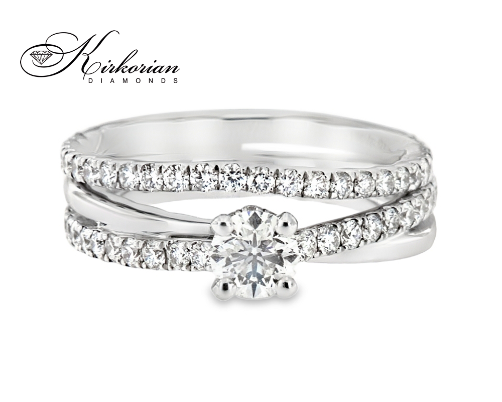 Годежен пръстен бяло и жълто злато 14k с диаманти 1.39ct K514