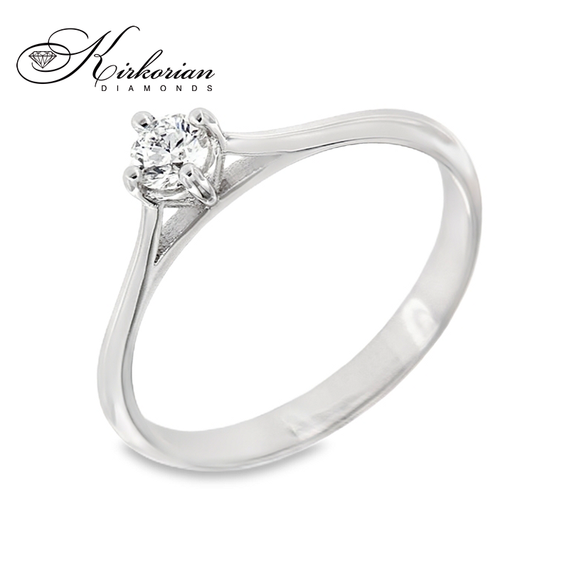 Класически годежен пръстен от бяло злато 14К с диамант 0.20 ct – код K556