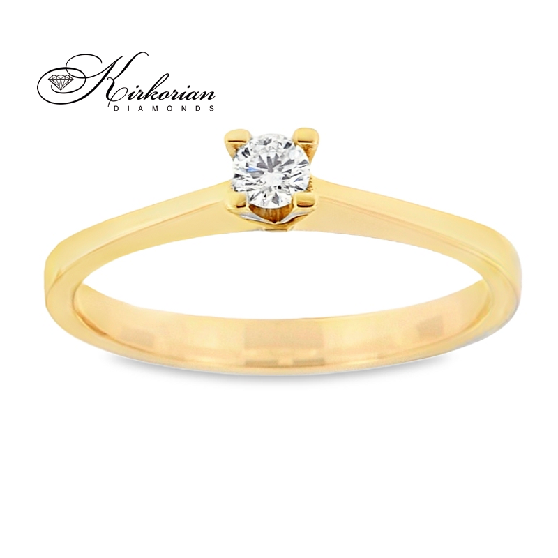 Годежен пръстен от бяло или жълто злато 14К с диамант 0.10 ct – код K558