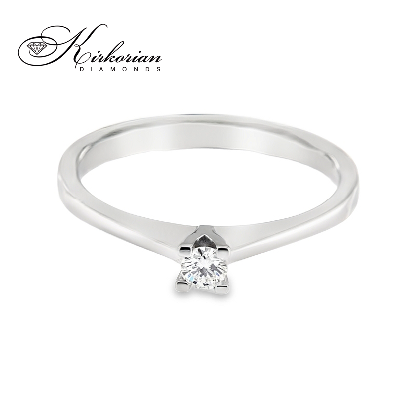 Годежен пръстен от бяло или жълто злато 14К с диамант 0.10 ct – код K558