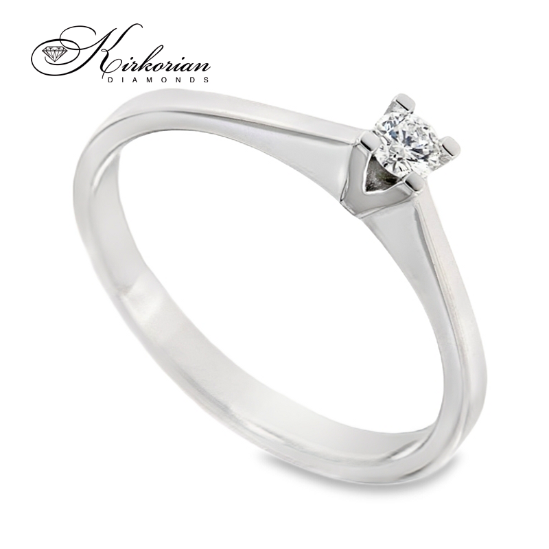 Годежен пръстен от бяло или жълто злато 14К с диамант 0.10 ct – код K558