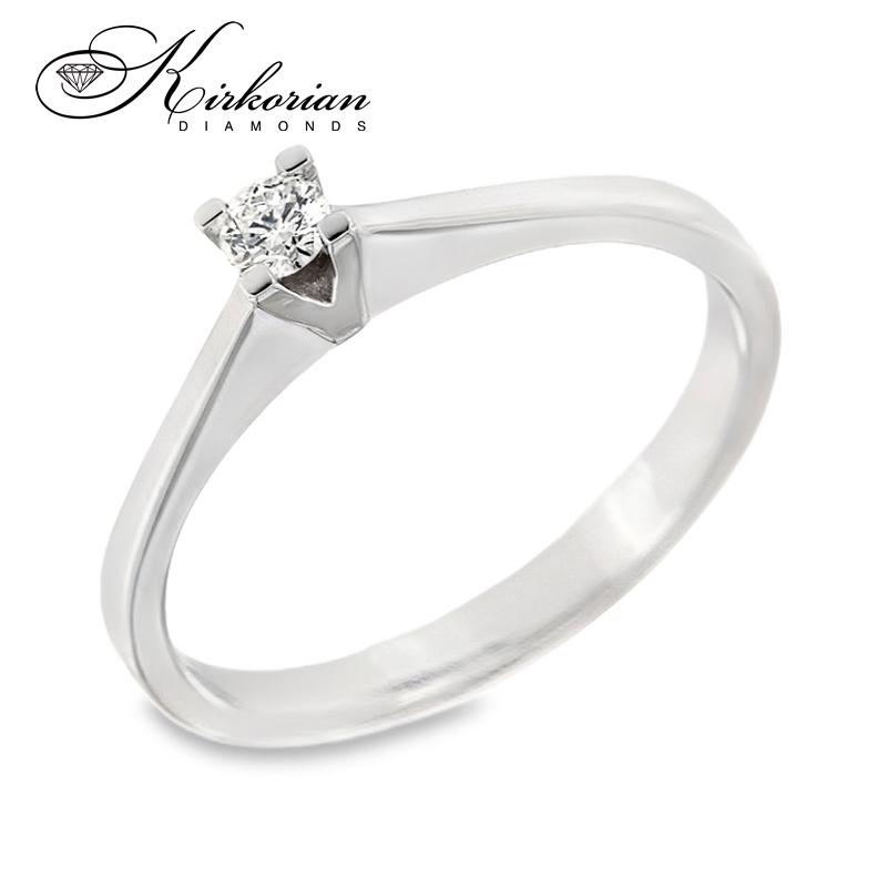 Годежен пръстен от бяло или жълто злато 14К с диамант 0.10 ct – код K558