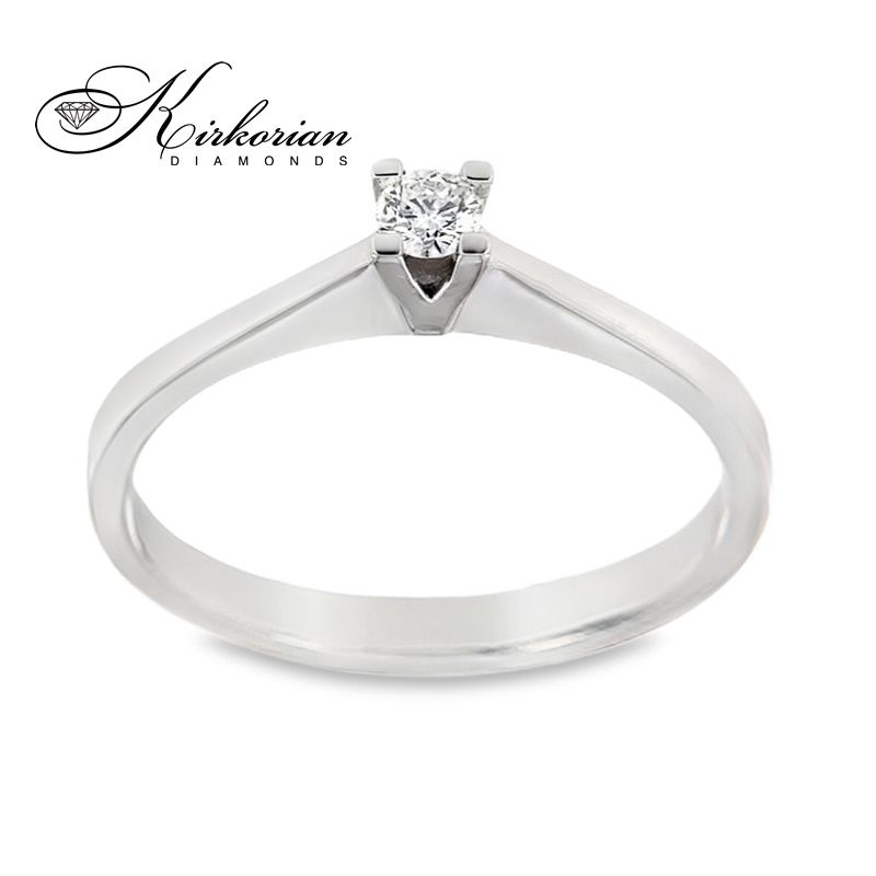 Годежен пръстен от бяло или жълто злато 14К с диамант 0.10 ct – код K558